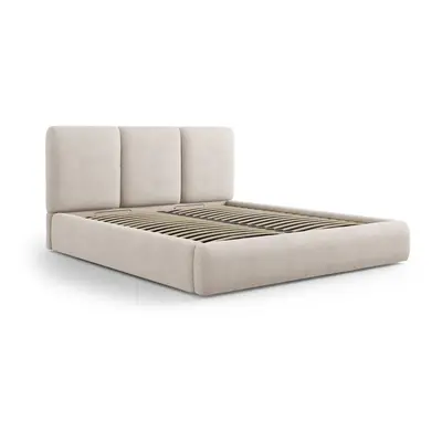 Bézs kárpitozott ágyneműtartós franciaágy ágyráccsal 160x200 cm Brody – Mazzini Beds