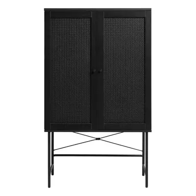 Fekete szekrény tölgyfa dekorral 80x135 cm Pensacola – Unique Furniture