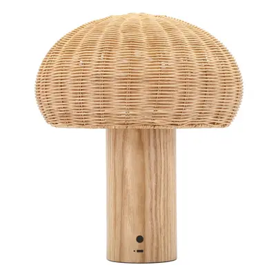 Natúr színű LED asztali lámpa rattan búrával (magasság 32 cm) – Villa Collection