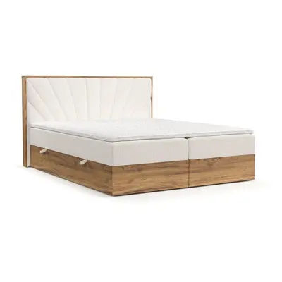 Krémszínű-natúr színű ágyneműtartós boxspring ágy 200x200 cm Asahi – Maison de Rêve