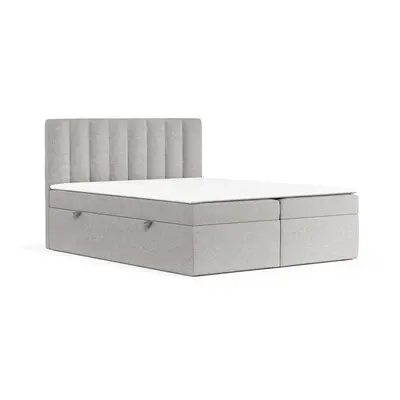 Világosszürke ágyneműtartós boxspring ágy 180x200 cm Novento – Maison de Rêve