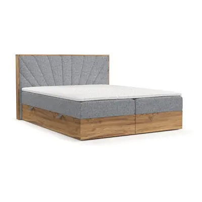 Szürke-natúr színű ágyneműtartós boxspring ágy 160x200 cm Asahi – Maison de Rêve