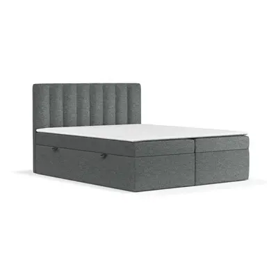 Sötétszürke ágyneműtartós boxspring ágy 180x200 cm Novento – Maison de Rêve