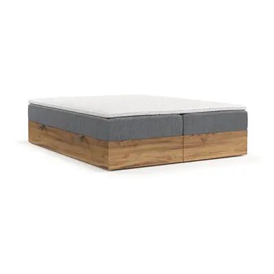 Szürke-natúr színű ágyneműtartós boxspring ágy 140x200 cm Faro – Maison de Rêve