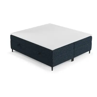 Sötétkék ágyneműtartós boxspring ágy 200x200 cm Araya – Maison de Rêve