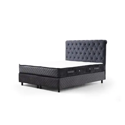 Sötétkék ágyneműtartós boxspring ágy 140x200 cm Sonata – Kalune Design