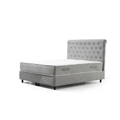 Világosszürke ágyneműtartós boxspring ágy 140x200 cm Sonata – Kalune Design