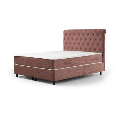 Rózsaszín ágyneműtartós boxspring ágy 160x200 cm Sonata – Kalune Design