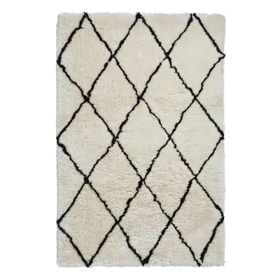 Morocco krémfehér szőnyeg fekete részletekkel, 120 x 170 cm - Think Rugs