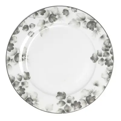 Fehér-világosszürke porcelán desszertes tányér készlet 6 db-os ø 19 cm Foliage gray – Villa Alta