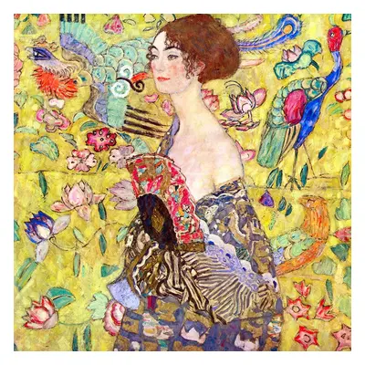 Lady With Fan másolat, 50 x 50 cm - Gustav Klimt