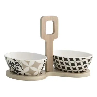 Alhambra 2 db porcelántál bambusz tartóval - Brandani