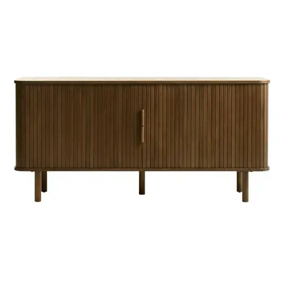 Barna alacsony komód tolóajtóval, tölgyfa dekorral 76x160 cm Cavo – Unique Furniture