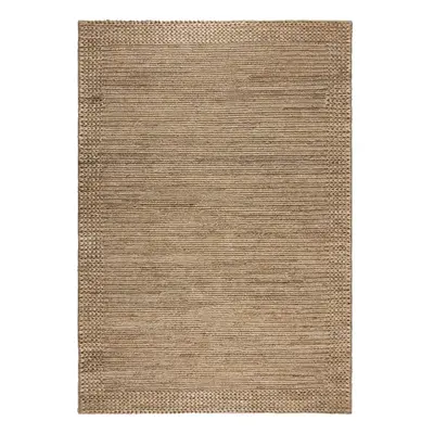 Natúr színű kézi szövésű kenaf szőnyeg 200x290 cm Drew Border – Flair Rugs