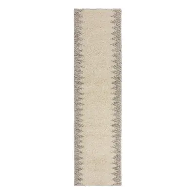 Krémszínű kézi szövésű gyapjúkeverék futószőnyeg 60x230 cm Minerals Border – Flair Rugs