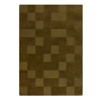 Khaki kézi szövésű gyapjú szőnyeg 160x230 cm Checkerboard – Flair Rugs