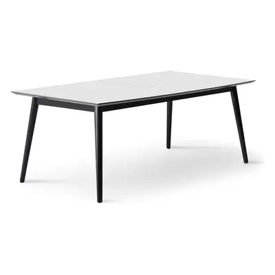 Fehér-fekete bővíthető étkezőasztal fehér asztallappal 100x210 cm Meza – Hammel Furniture