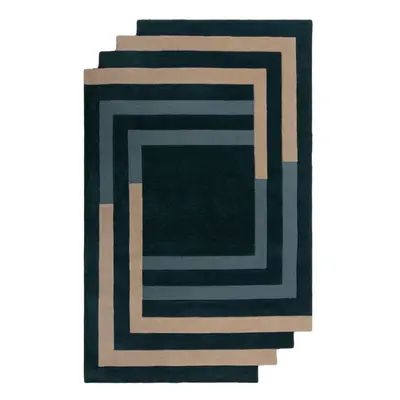 Sötétzöld kézi szövésű gyapjú szőnyeg 200x290 cm Labyrinth Shaped – Flair Rugs