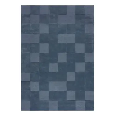 Sötétkék kézi szövésű gyapjú szőnyeg 120x170 cm Checkerboard – Flair Rugs