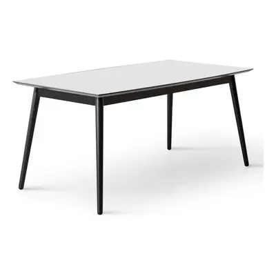 Fehér-fekete bővíthető étkezőasztal fehér asztallappal 90x165 cm Meza – Hammel Furniture