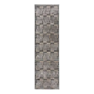 Szürke-bézs futószőnyeg 66x300 cm Evelyn Blocks – Flair Rugs