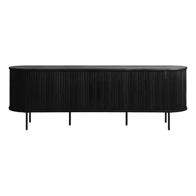 Fekete TV-állvány tölgyfa dekorral 56x180 cm Nola – Unique Furniture