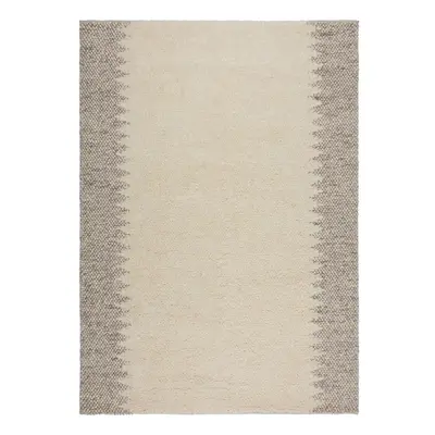 Krémszínű kézi szövésű gyapjúkeverék szőnyeg 120x170 cm Minerals Border – Flair Rugs