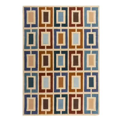 Kék-narancssárga kézi szövésű gyapjú szőnyeg 160x230 cm Retro Blocks – Flair Rugs