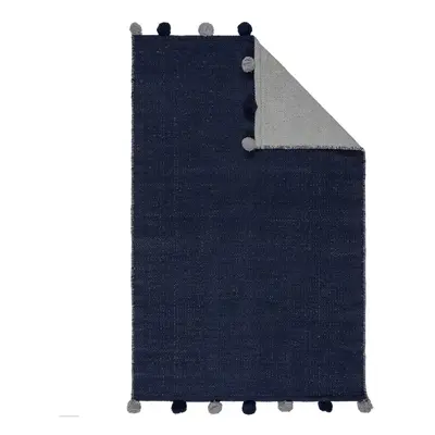 Sötétkék pamut gyerek szőnyeg 100x150 cm Pom Edge Reversible – Flair Rugs