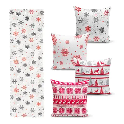 Red Christmas 4 db karácsonyi párnahuzat és asztali futó szett - Minimalist Cushion Covers