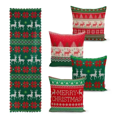 Merry Christmas 4 db karácsonyi párnahuzat és asztali futó szett - Minimalist Cushion Covers