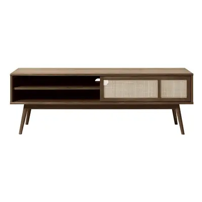 Sötétbarna TV-állvány tölgyfa dekorral 150x50 cm Barrali – Unique Furniture