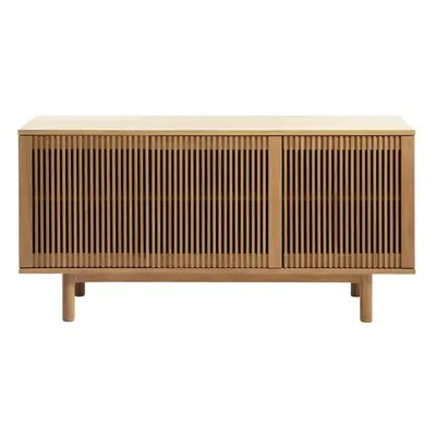 Natúr színű alacsony komód tölgyfa dekorral 143x70 cm Tiber – Unique Furniture