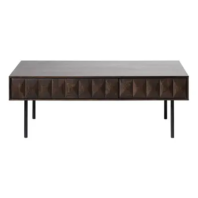 Sötétbarna dohányzóasztal tölgyfa dekoros asztallappal 71x117 cm Latina – Unique Furniture