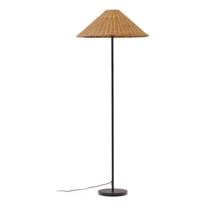 Fekete-natúr színű állólámpa rattan búrával (magasság 154 cm) Urania – Kave Home