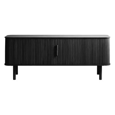 Fekete TV-állvány tölgyfa dekorral 160x56 cm Cavo – Unique Furniture