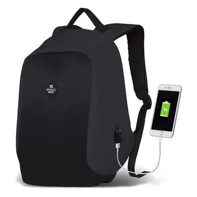 SECRET Smart Bag szürke-fekete hátizsák, USB csatlakozóval - My Valice