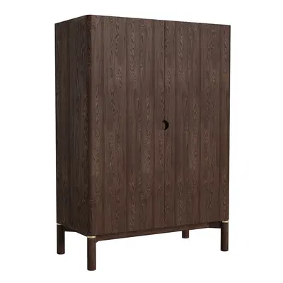 Sötétbarna szekrény tölgyfa dekorral 90x130 cm Arun – Unique Furniture