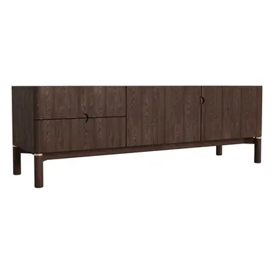 Sötétbarna TV-állvány tölgyfa dekorral 160x55 cm Arun – Unique Furniture