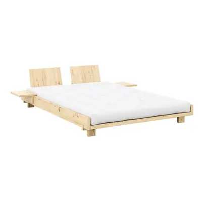 Natúr színű borovi fenyő franciaágy ágyráccsal 160x200 cm Social Bed – Karup Design