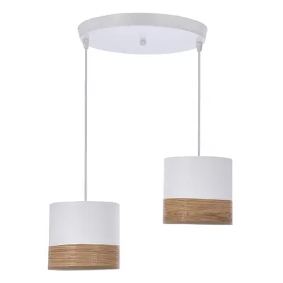 Fehér függőlámpa textil-furnér búrával ø 15 cm Bianco – Candellux Lighting