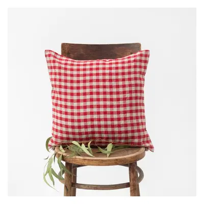 Len párnahuzat 40x40 cm Red Gingham – Linen Tales