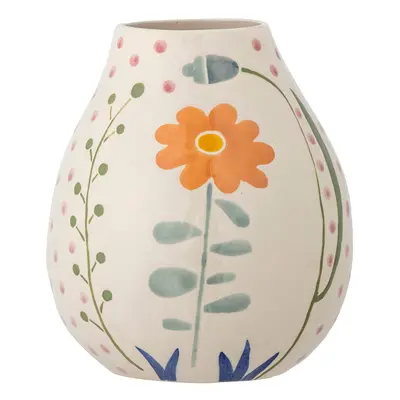 Krémszínű agyagkerámia kézzel festett váza (magasság 17 cm) Taza – Bloomingville