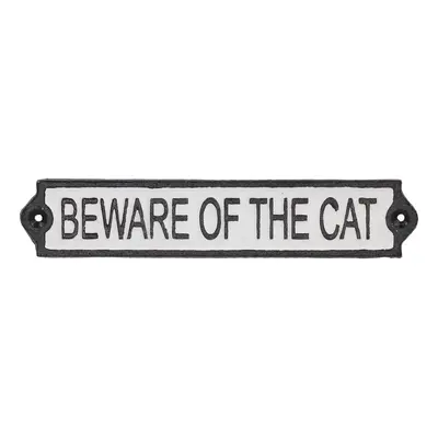 Öntöttvas falitábla 26x5 cm Beware of the Cat – Esschert Design