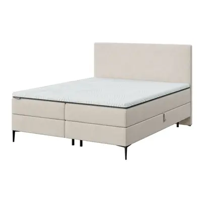 Bézs ágyneműtartós boxspring ágy 160x200 cm Bufo – MESONICA