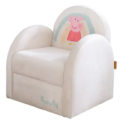 Fehér bársony gyerek fotel Peppa Pig – Roba