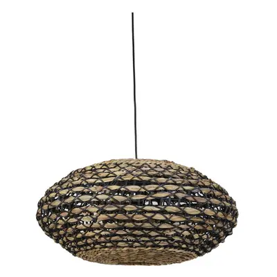 Fekete-natúr színű mennyezeti lámpa rattan-tengerifű búrával ø 60 cm Tripoli – Light & Living