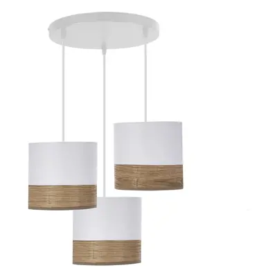 Fehér függőlámpa textil-furnér búrával ø 15 cm Bianco – Candellux Lighting