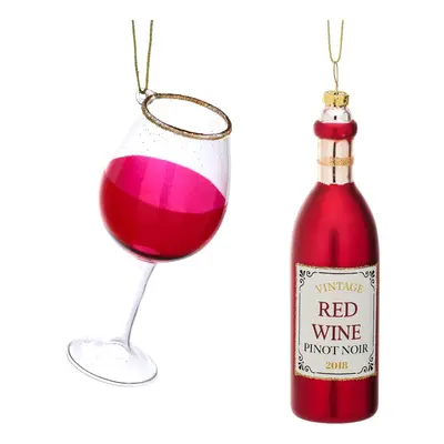 Üveg karácsonyfadísz készlet 2 db-os Red Wine – Sass & Belle