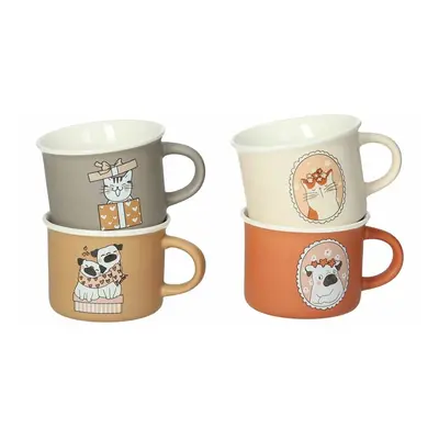 Porcelán bögre szett 4 db-os 150 ml Cani e Gatti – Brandani